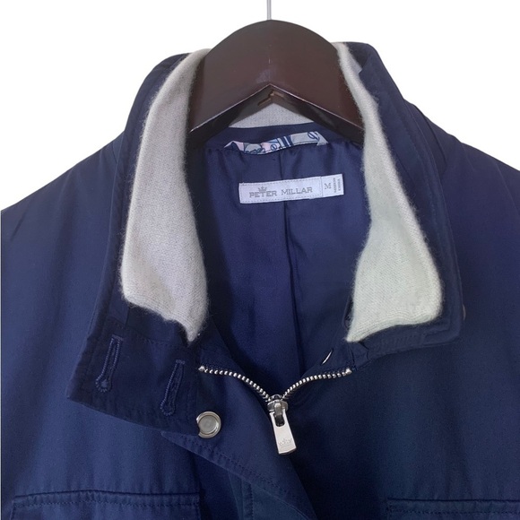 Peter Millar Navy Blue Zip Up Button Drawstring Travel Utility Jacket Size M - Picture 9 of 14